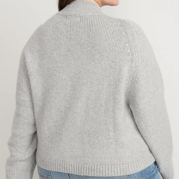 Melange Cozy Mock-Neck Sweater Grey - Picture 3 of 4